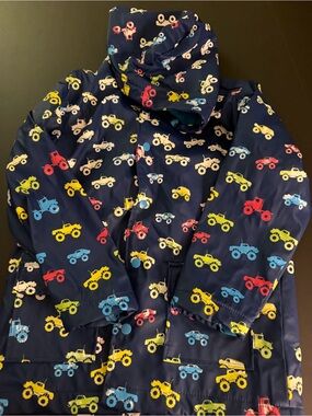 Hatley Navy Monster Truck Raincoat Size 7